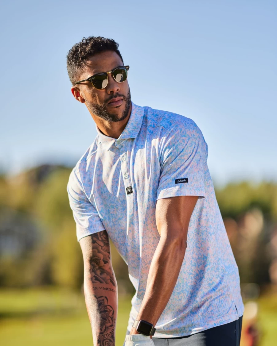 "Bad Birdie Men's Champagne Showers Golf Polo Shirt – Stylish & Comfortable"